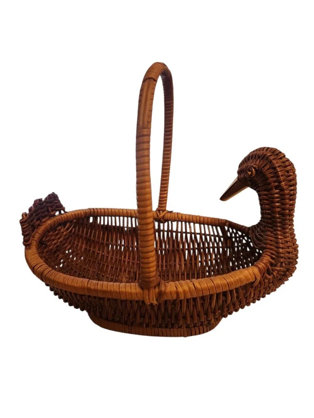 Vintage Goose Wicker Basket Cottagecore Small with Handle Farmhouse Decor - Picture 6 of 6